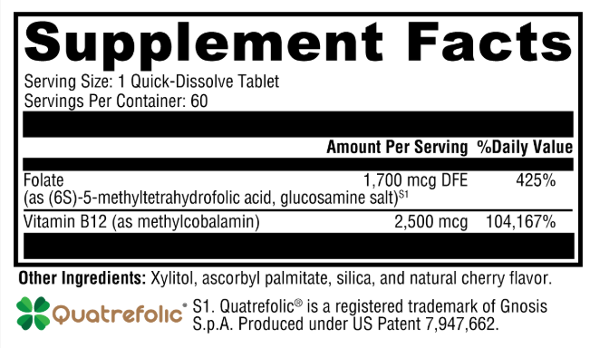 Methyl Folate B12 - 60 Quick-Dissolve Tablets