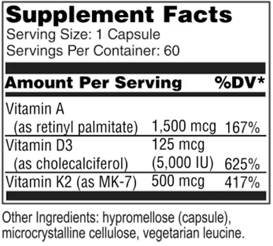 Vitamin A, D3 & K2 Capsules