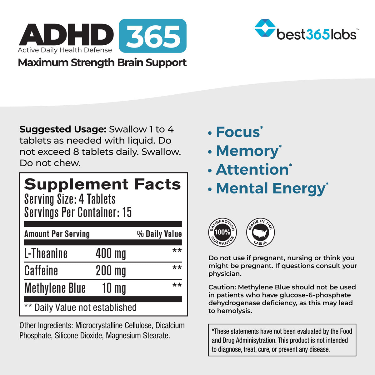 ADHD 365 Tablets Methylene Blue