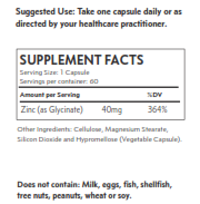 Vital Zinc 40 mg Supplement Facts